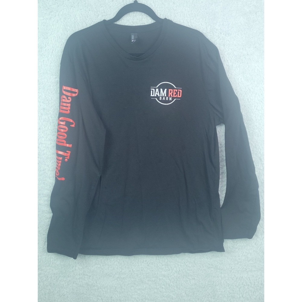 Dam Red Barn Long Sleeve T-Shirt XL Black – District Perfect Weight Funny Graphi